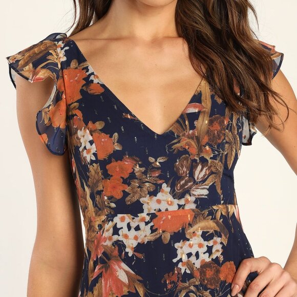 Floral High-Low Maxi Dress - Elegant & Flowy | Ruffled Special Occasion - Picture 5 of 13